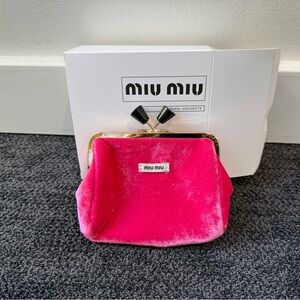 Miu Miu Pink Velvet Kisslock Pouch Coin Purse
